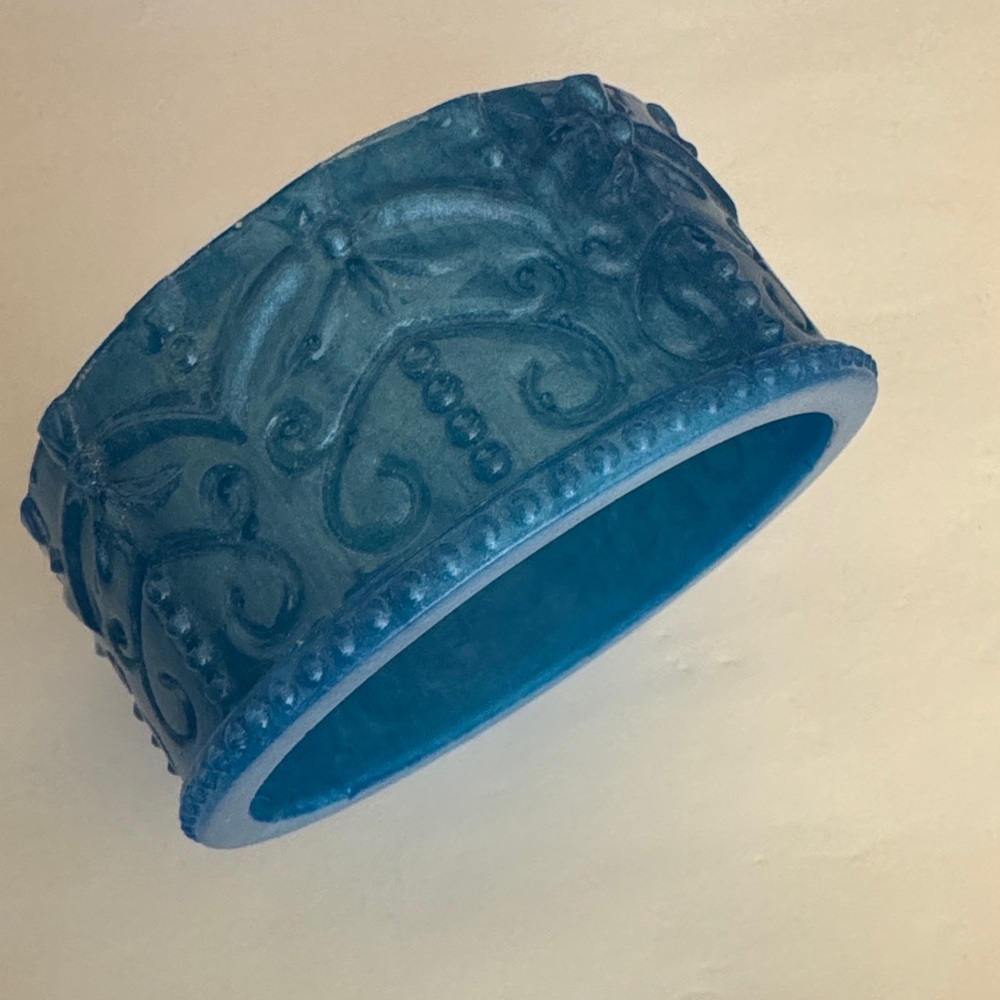 Chic Embossed Teal Bangle